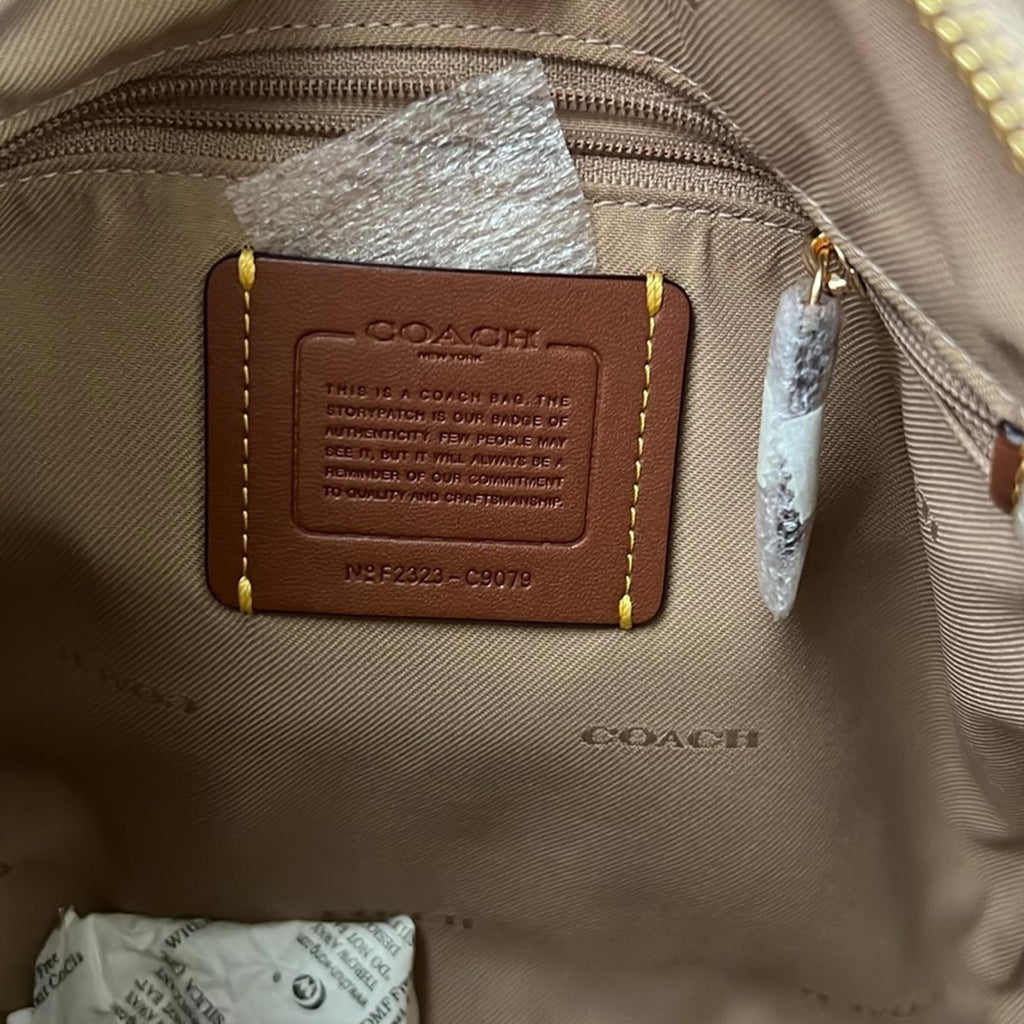 NEW Coach Badge Jacquard Elise Satchel in Chalk Taupe