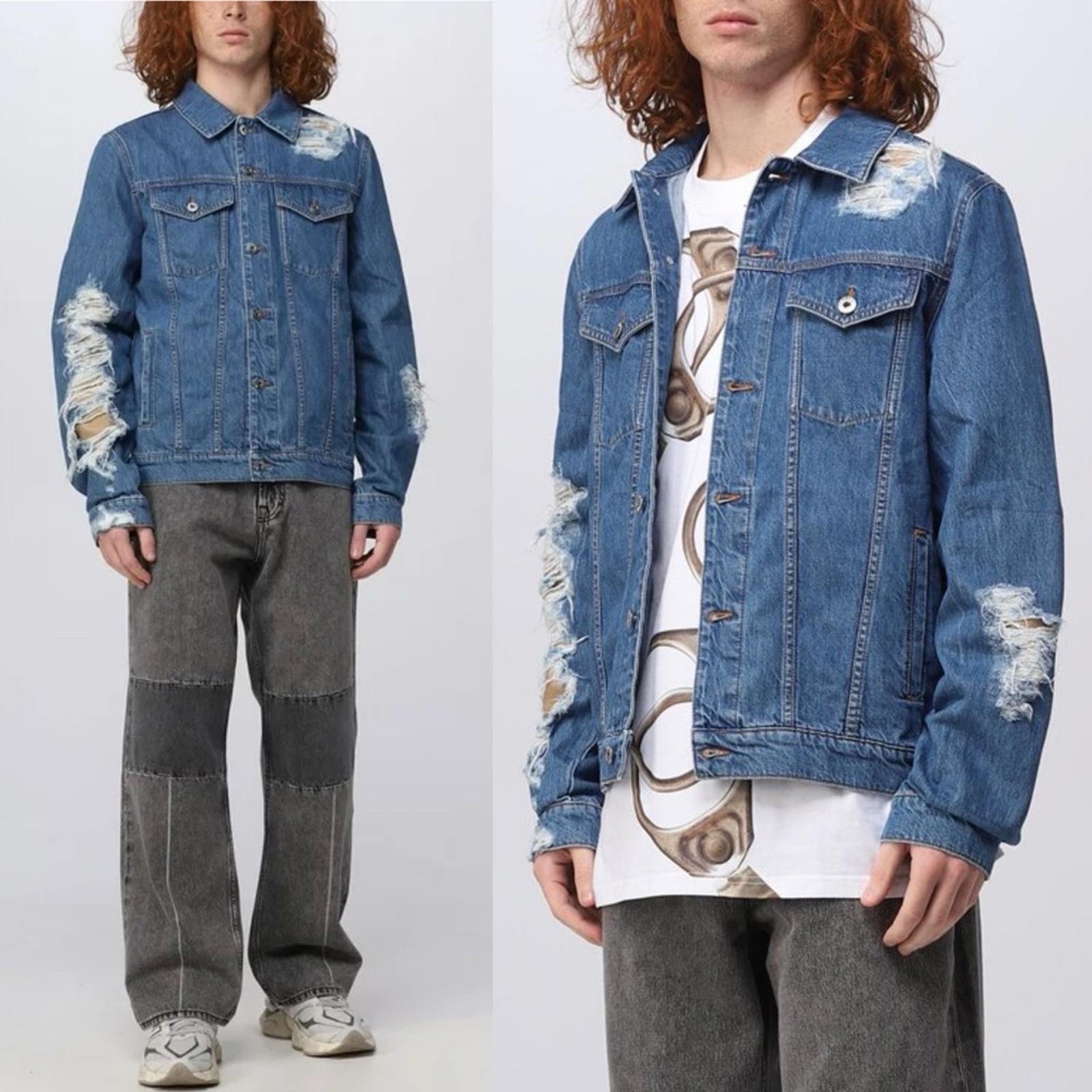 J.W. Anderson Distressed Denim Jacket in Light Blue, Size L New w/Tag 1,050