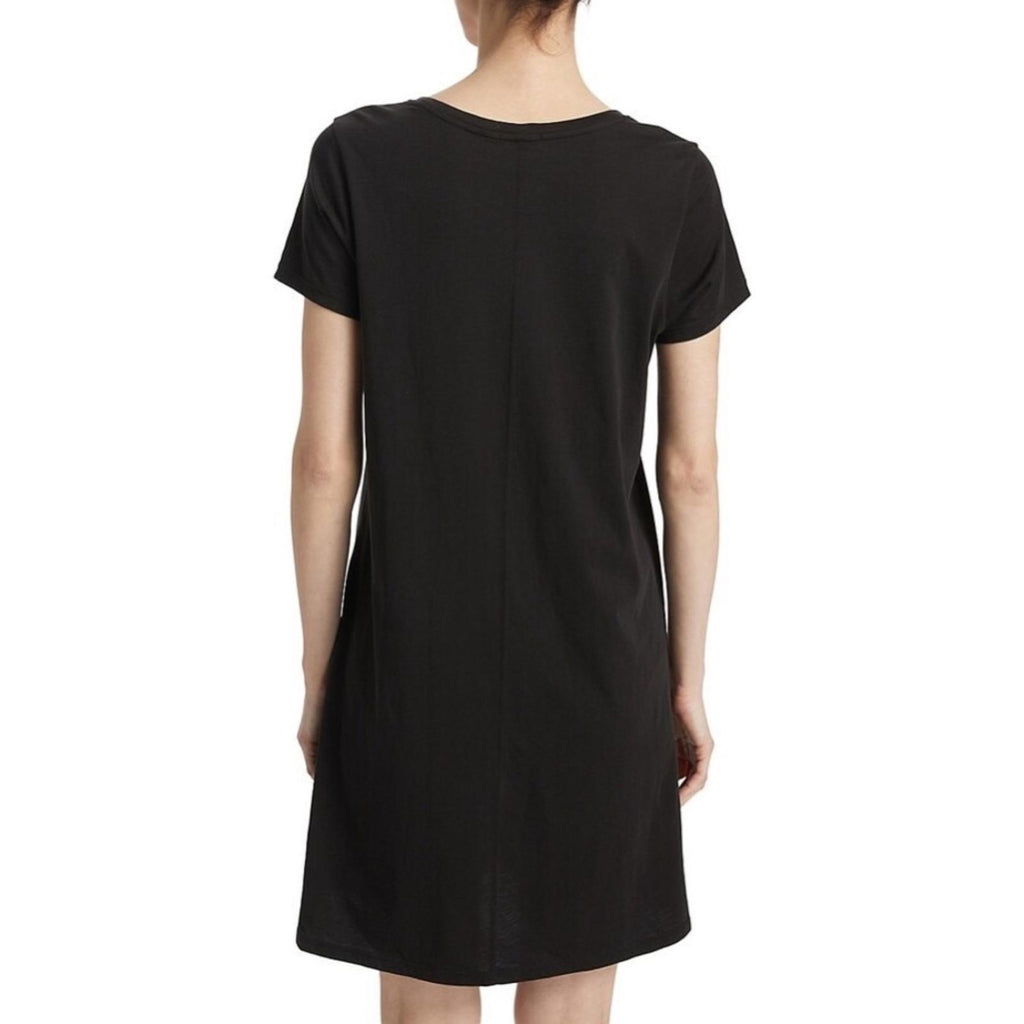 ATM Cotton Jersey V-Neck Mini T-Shirt Dress in Black, Size XS NEW w/Tag $195