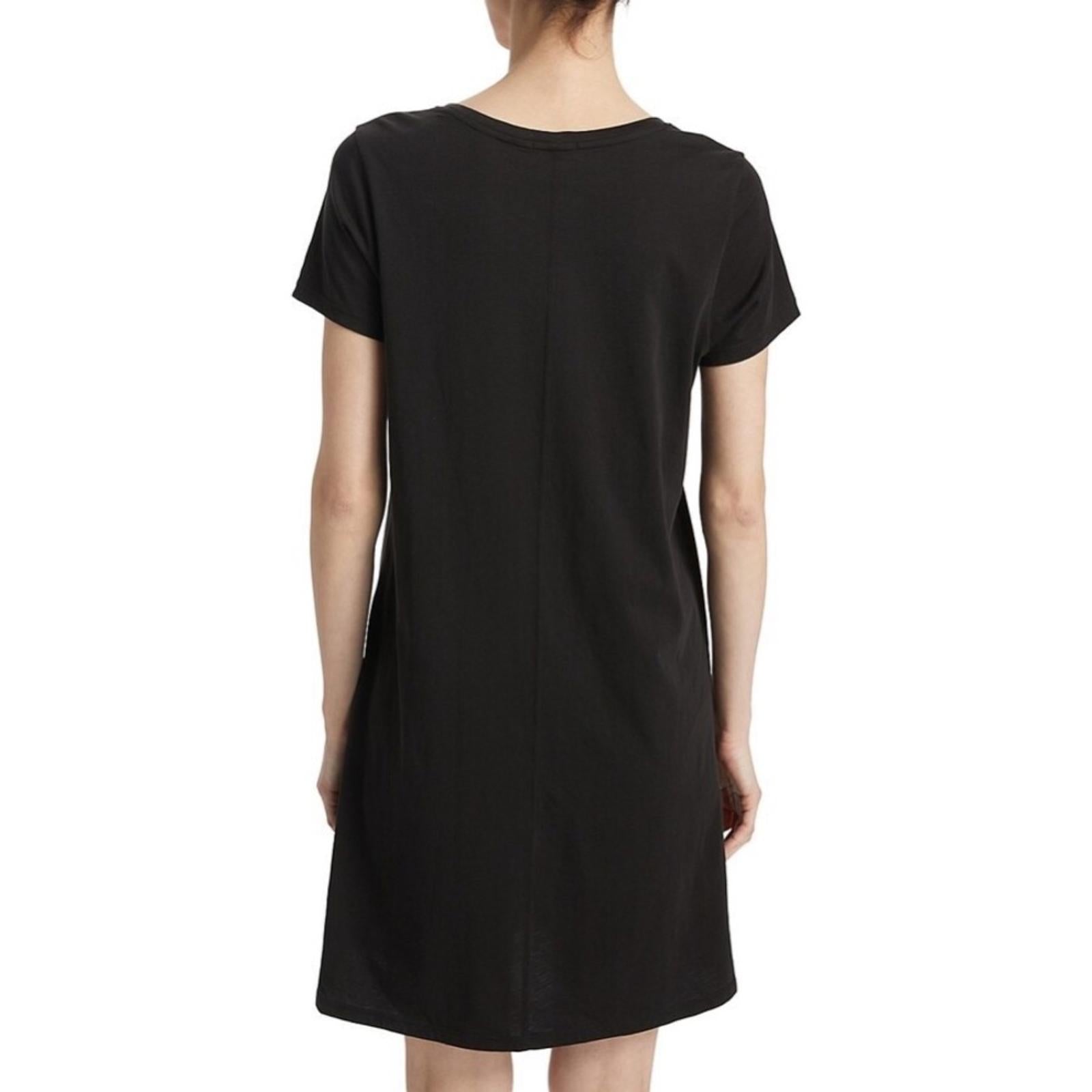 ATM Cotton Jersey V-Neck Mini T-Shirt Dress in Black, Size XS NEW w/Tag $195