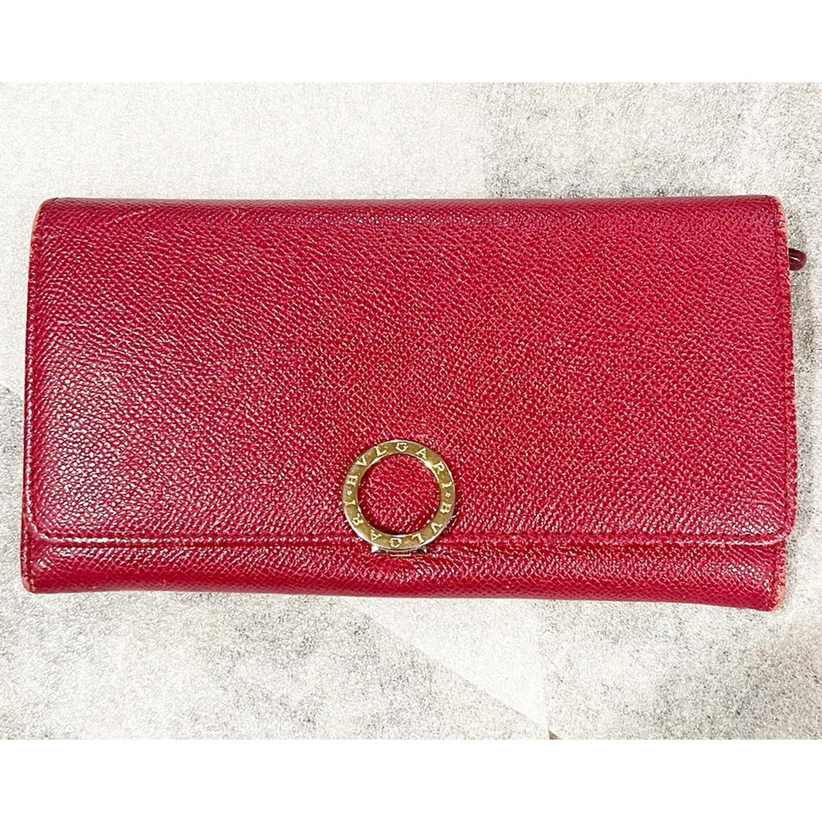 BVLGARI (Made in Italy) Long Leather Wallet in Red, Excellent Condition