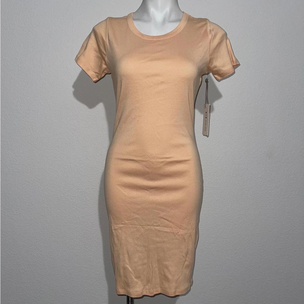 Three Dots Jersey S/S Crewneck T-Shirt Dress in Apricot Ice Size L New w/Tag