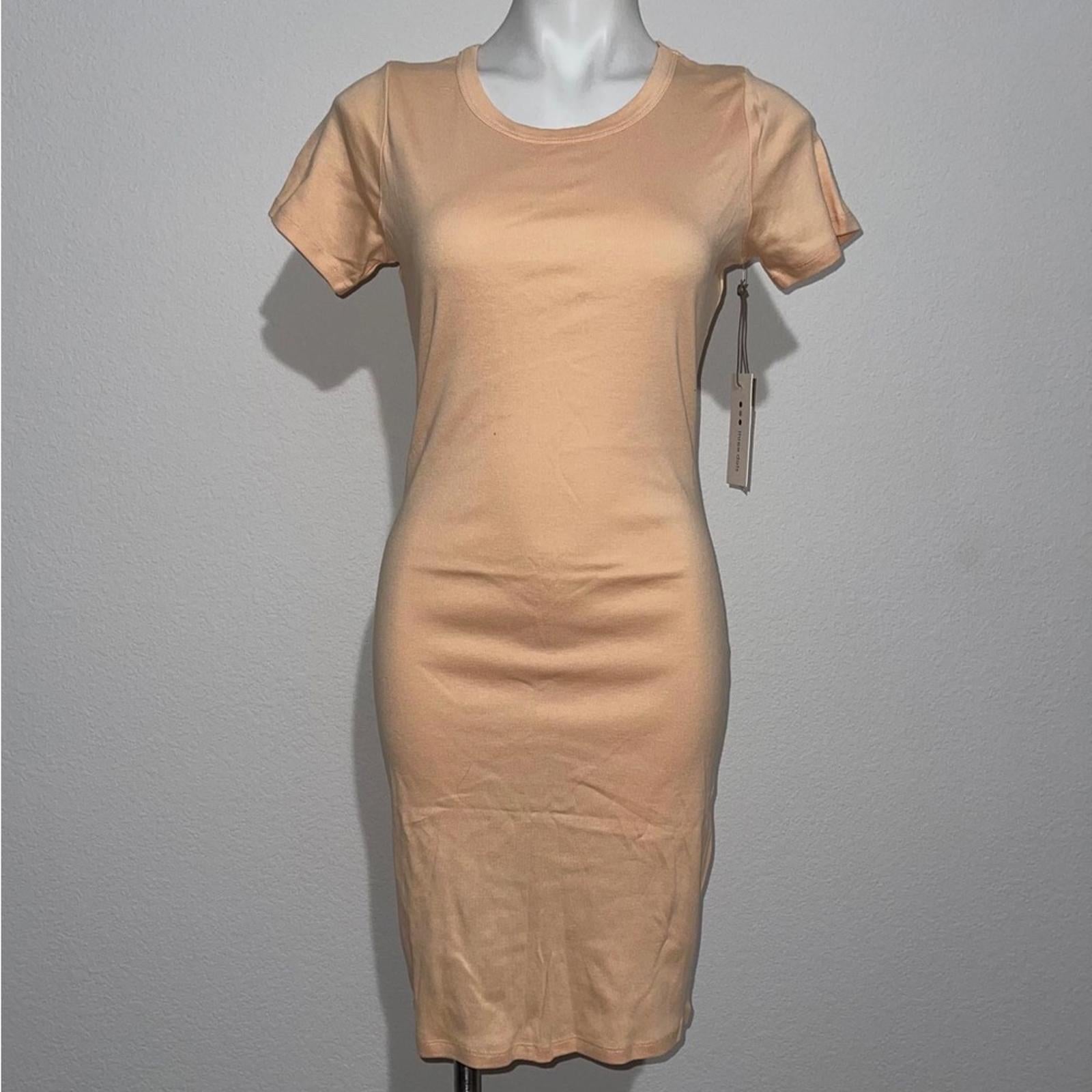 Three Dots Jersey S/S Crewneck T-Shirt Dress in Apricot Ice Size L New w/Tag