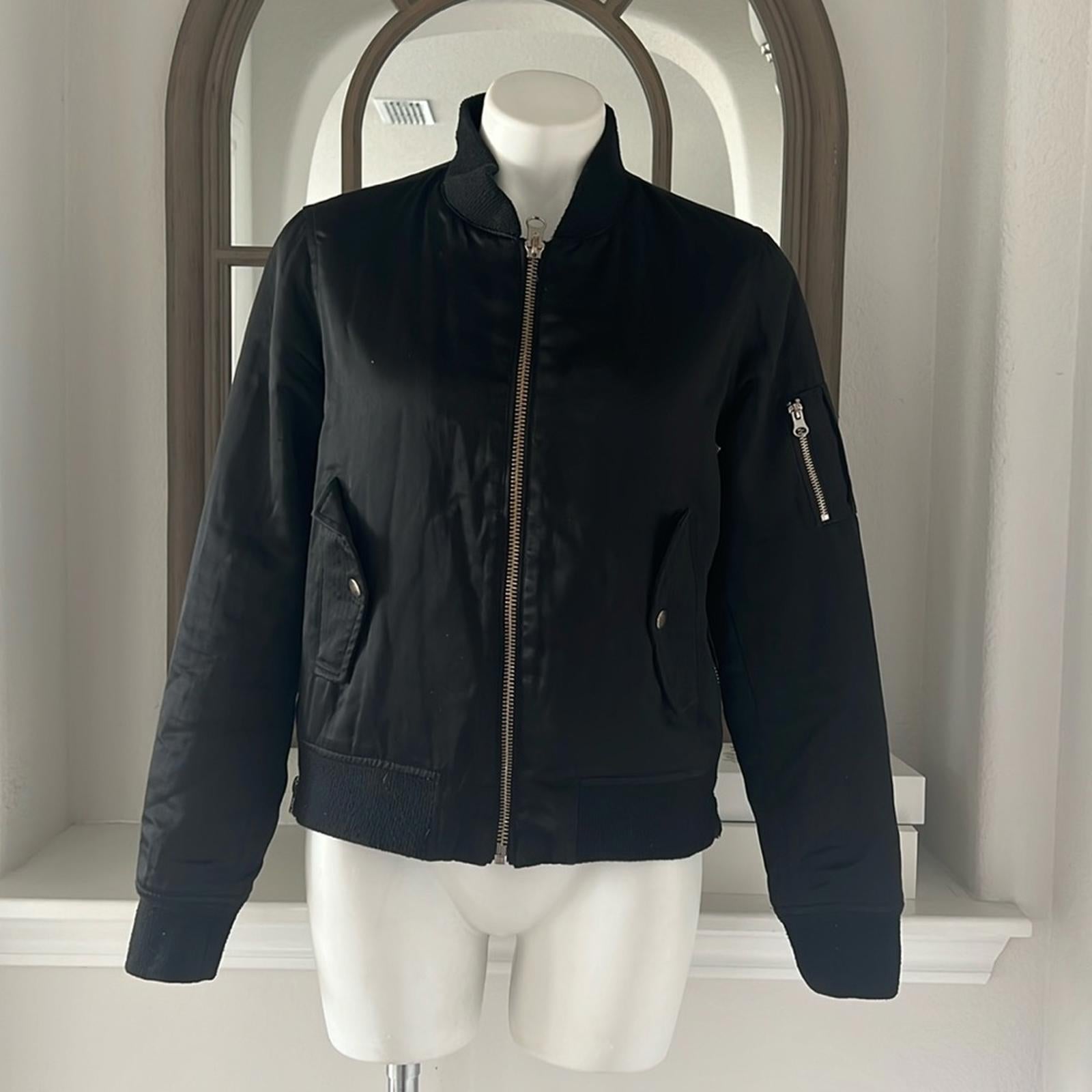 Maje Bart Bomber Jacket in Black, Size EU 40 (US M), Preloved