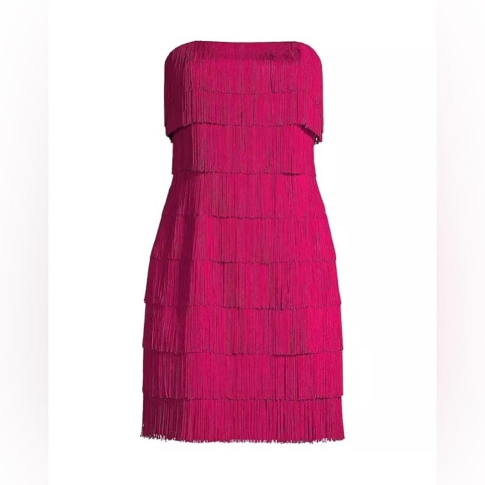 Liv Foster Fringe Cocktail Dress in Rich Magneta Size 12 New w/Tag $395