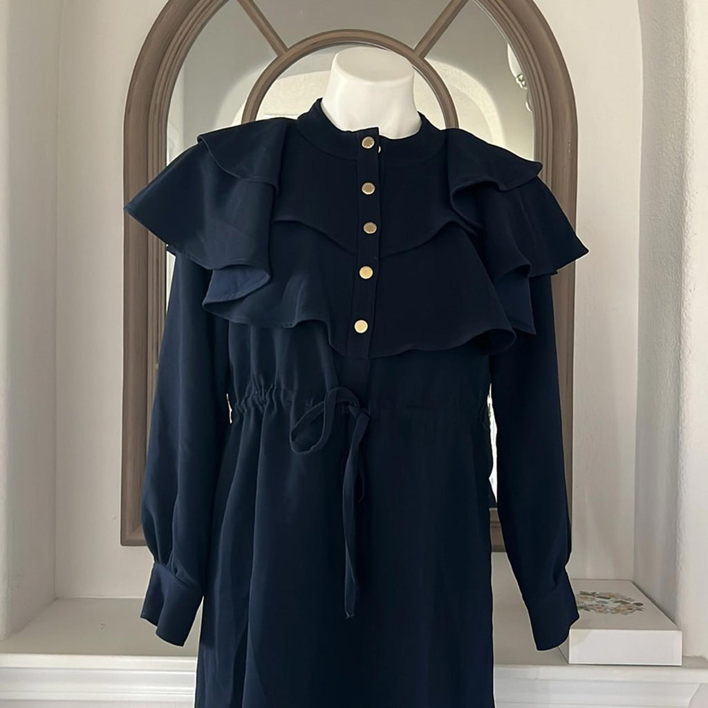 SANDRO Wendy Ruffle Collar Dress, Marine Size FR 36 | US 4, New w/Tag