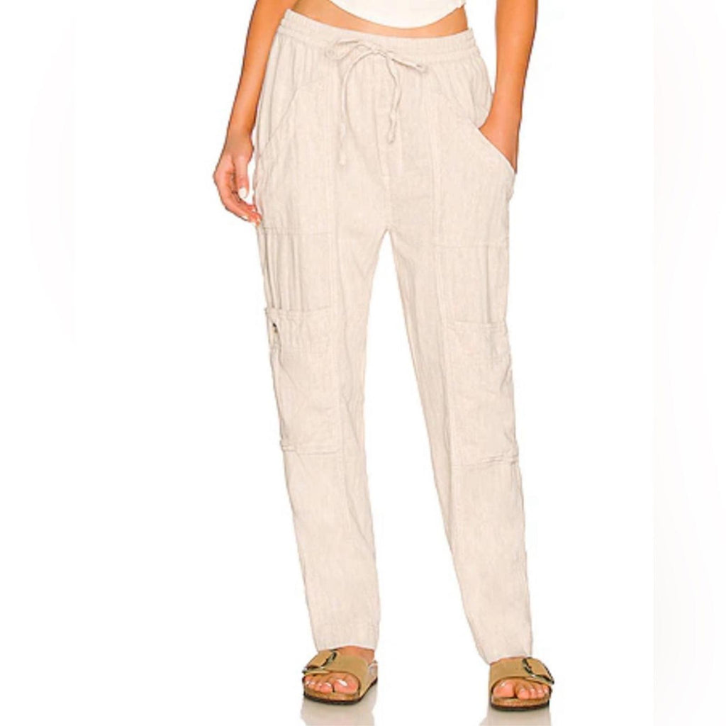 Free People Revolve Feelin Good Utility Pull-On Pants, Natural Size XS New w/Tag