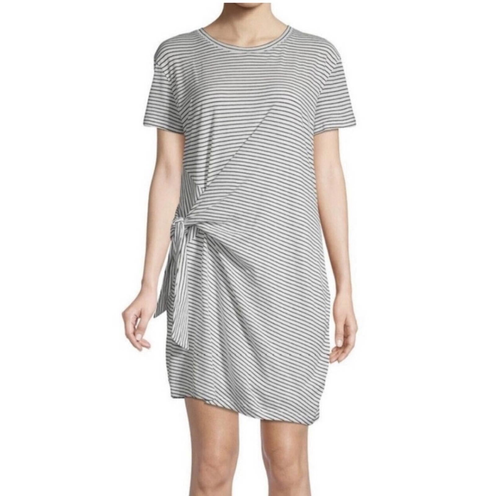 Vince Classic Stripe Side-Tie Dress, White/Black Size S EXCELLENT! Retail $225