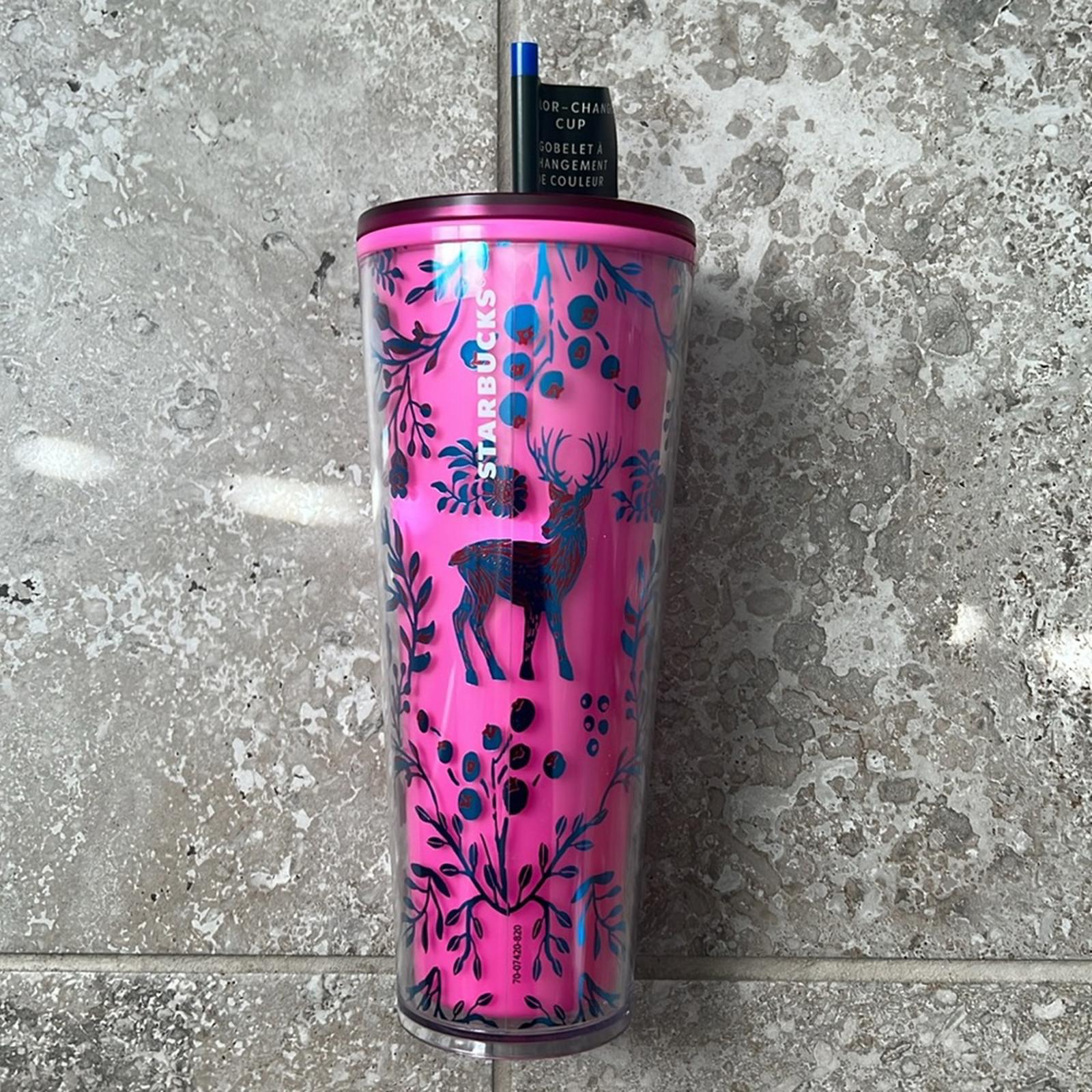 NEW Starbucks ‘Woodland Lace Color Change’ Tumbler 24oz Venti, Pink Red