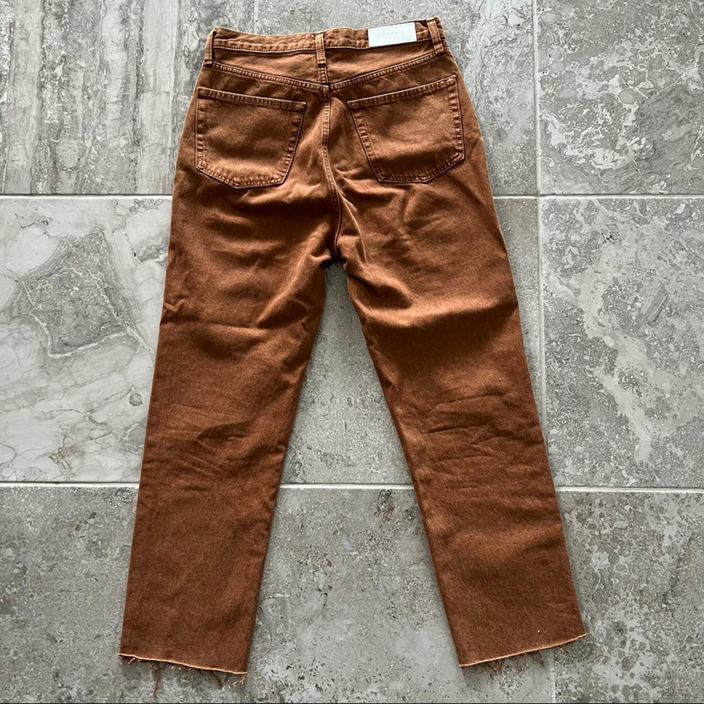 Re/Done Ultra High-Rise Stovepipe Jeans in Terracotta, Size 29 New w/Tag