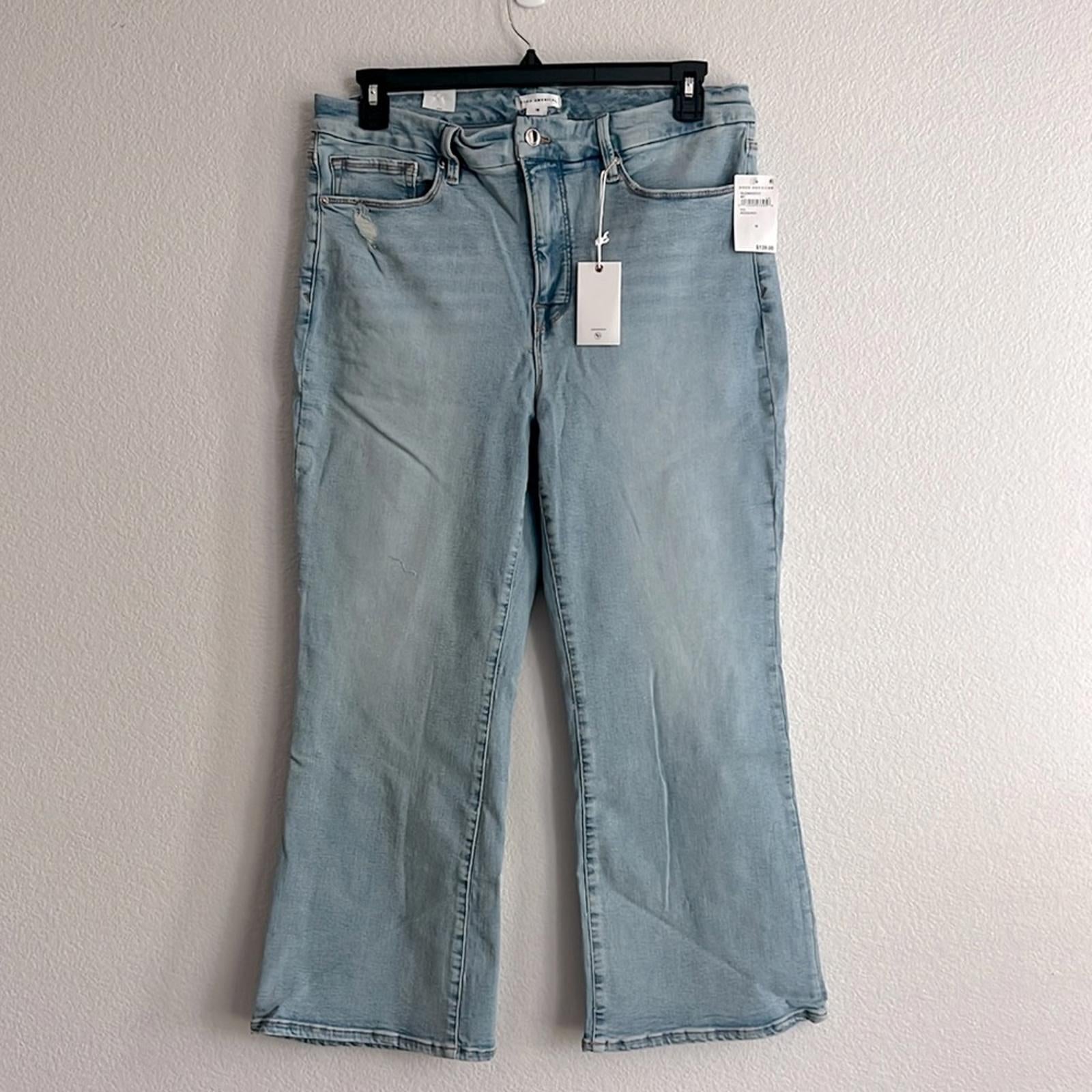Good American GLC High Rise Mini Bootcut Jeans in Indigo, NWT, Size 16