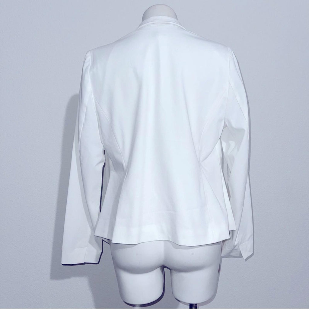 6th & Lane Asymmetric Hem Open Front Blazer in White Size 14 EXCELLENT!