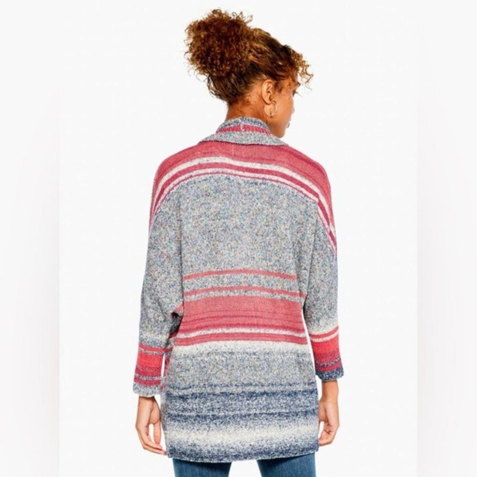 Nic+Zoe Santa Monica Open Front Cardigan w/Long Sleeves, Pink Multi Size S NWT