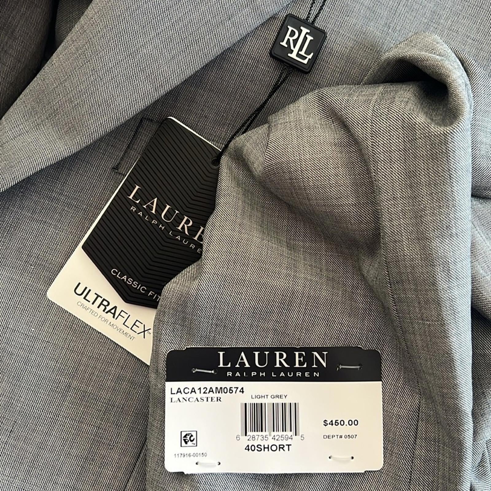 Ralph Lauren Classic Fit Suit Jacket in Light Grey, Size 40 Short New w/Tag $450