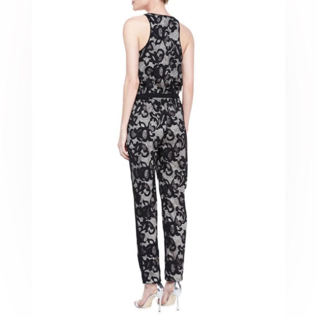Diane von Furstenberg Shany Lace Jumpsuit, Nougat/Black Size 0 EXCELLENT! $459