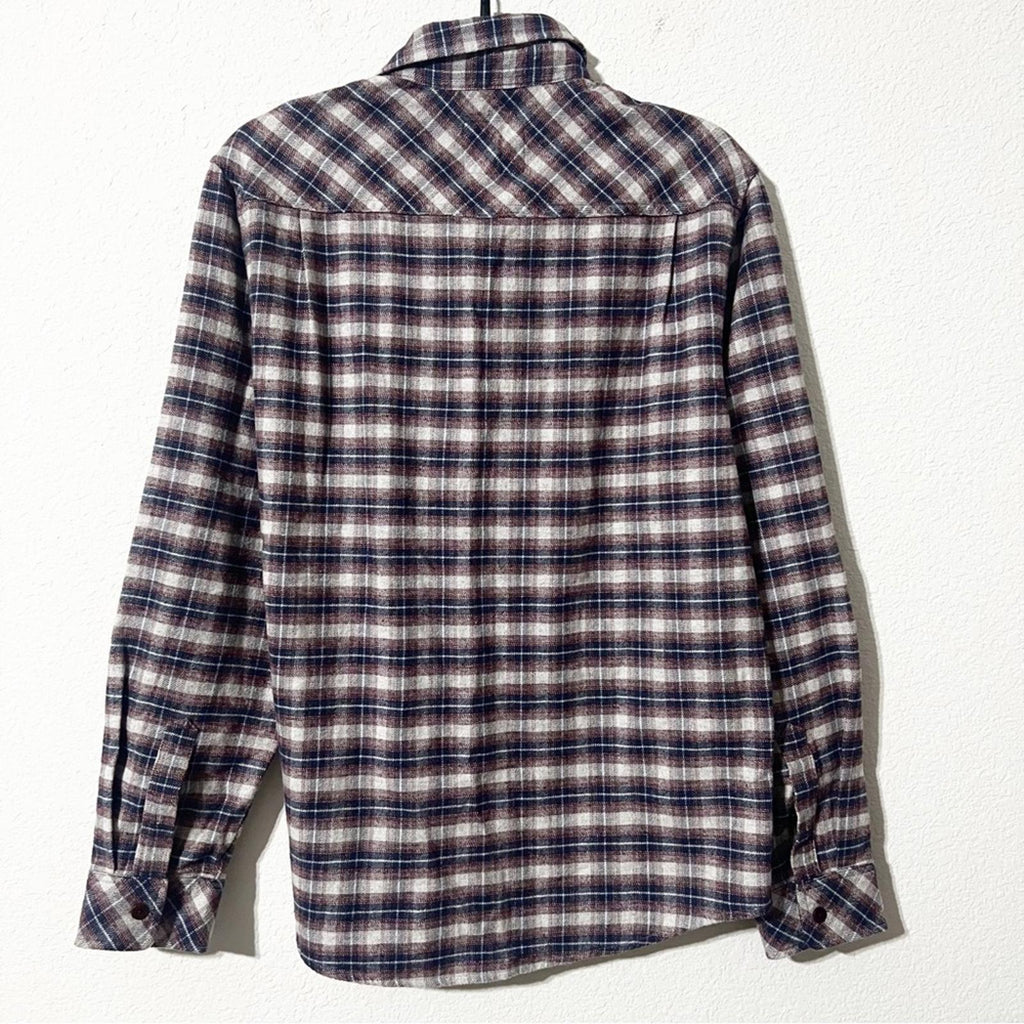 Rails Forrest Plaid Cotton Flannel Button-Up Shirt Dusk Berry Grey, Size S, NEW