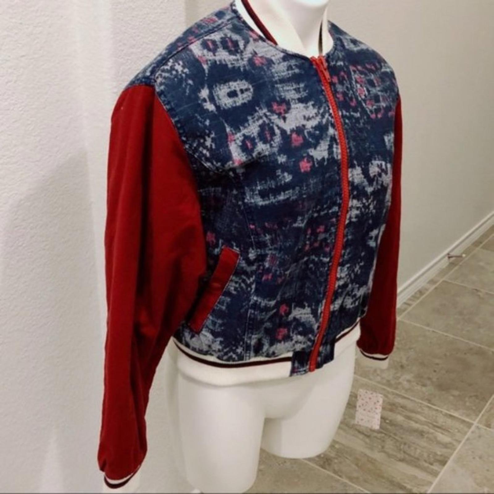 Free People Bomber Jacket, Chambray Navy Electric Cotton Linen Denim Size S NWT