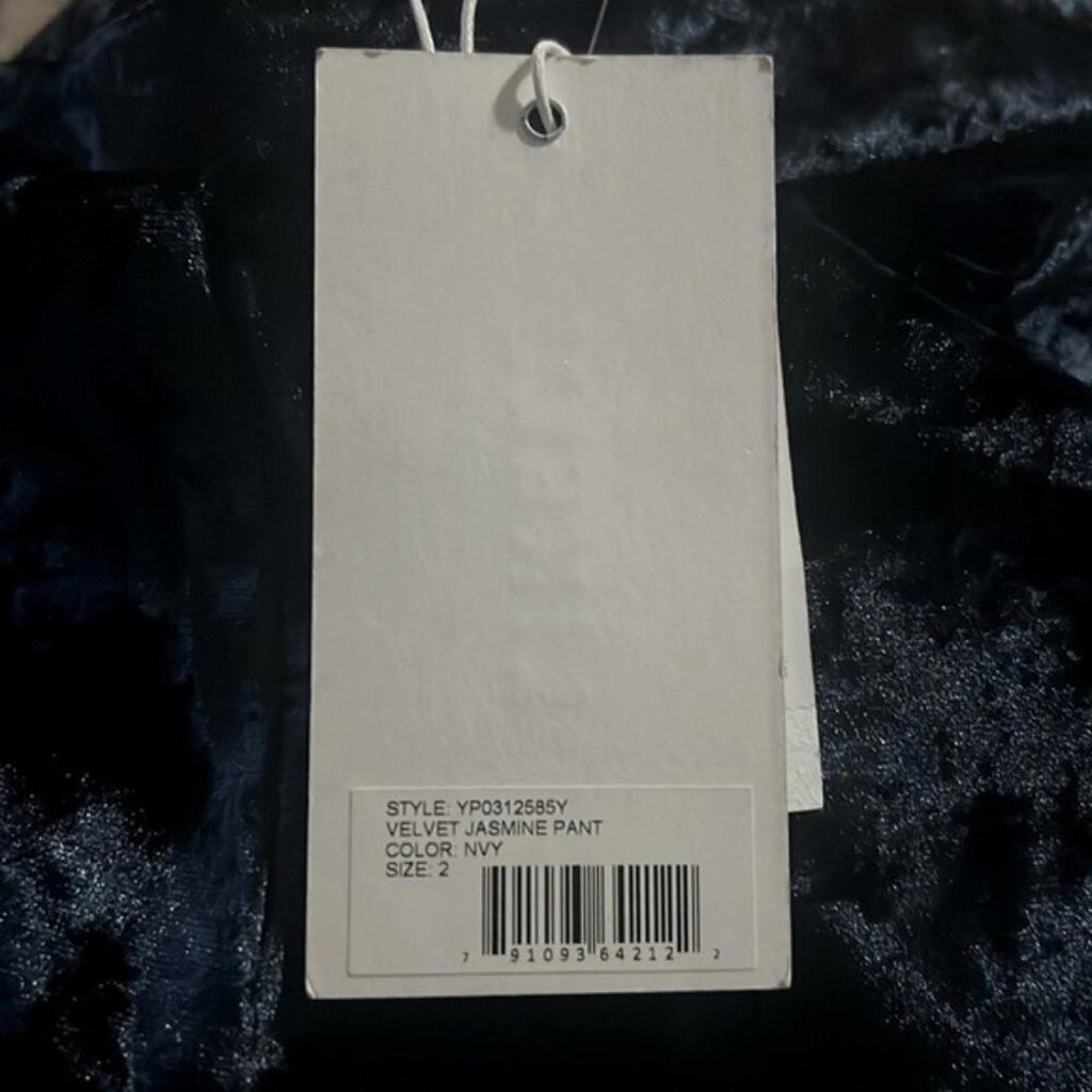 LIKELY Jasmine Crushed Velvet Wide Leg Pants in Navy, Size 2 NEW w/Tag