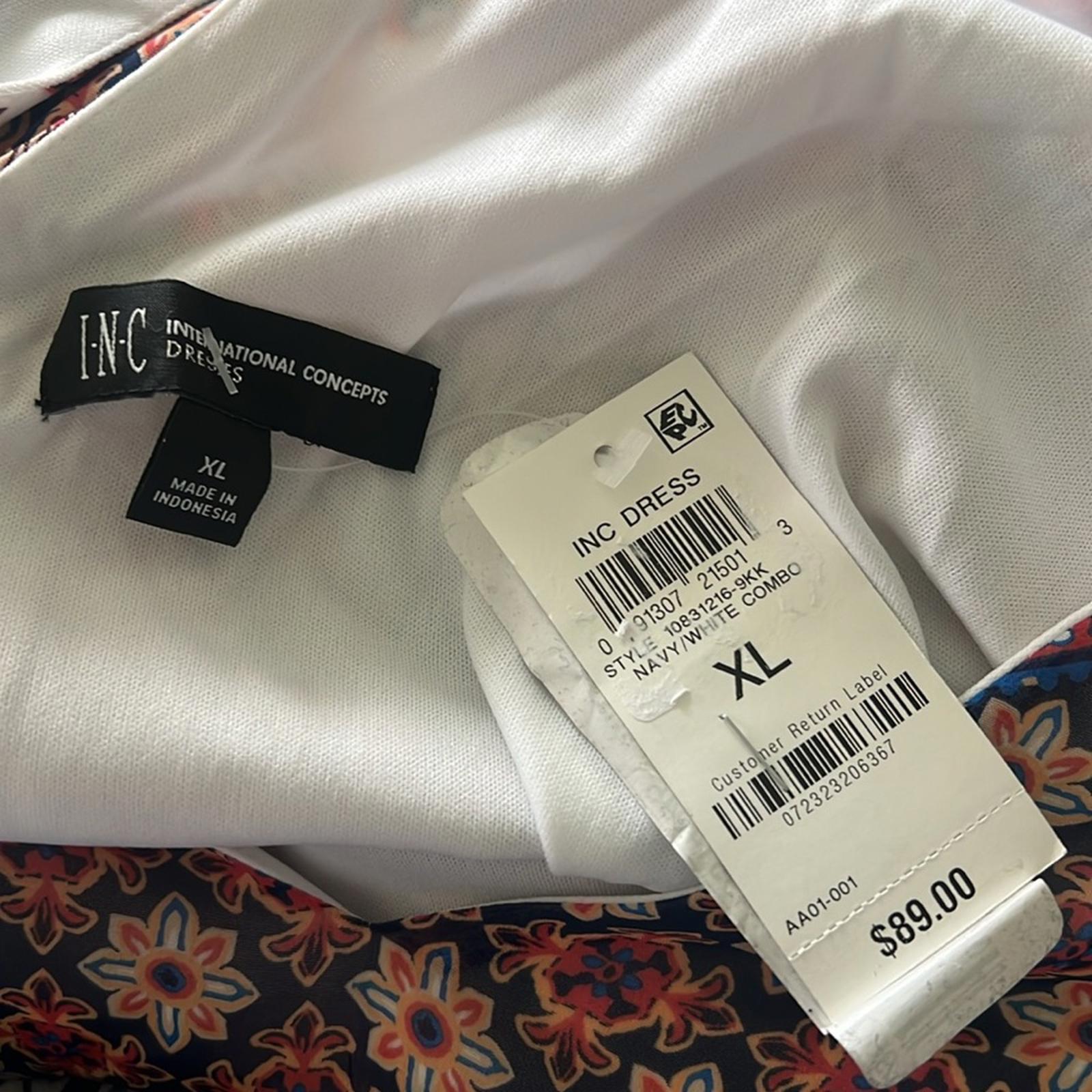 INC Mixed-Print Tiered Dress, NWT, Size XL