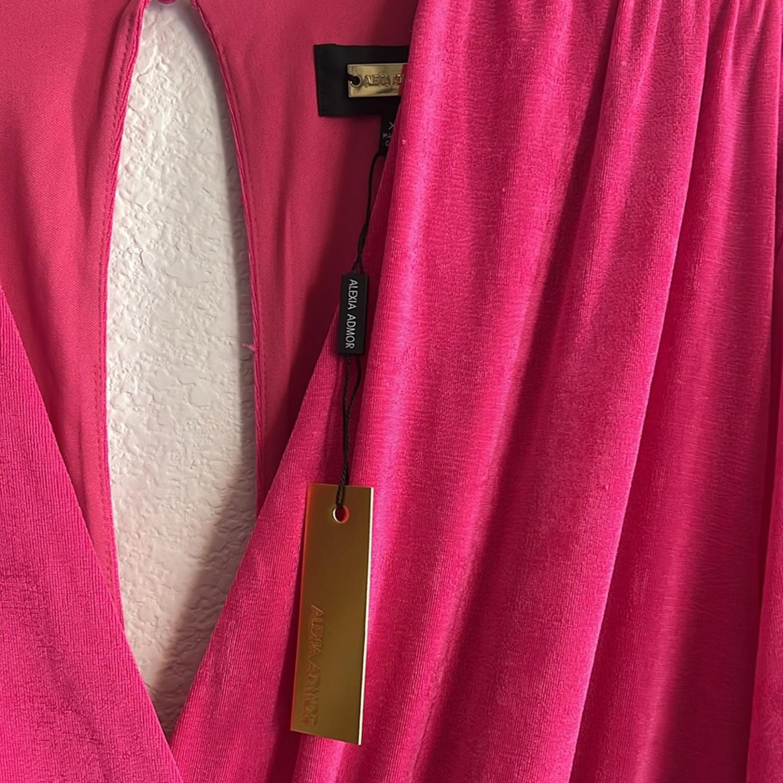Alexia Admor Fern Puff Sleeve Ruched Drape Sheath Dress in Pink, Size XL NWT