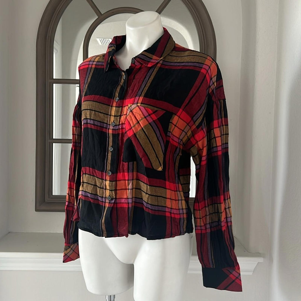 Anthropologie’s Sanctuary The Cabin Plaid Button-Down Shirt, Size M New w/Tag