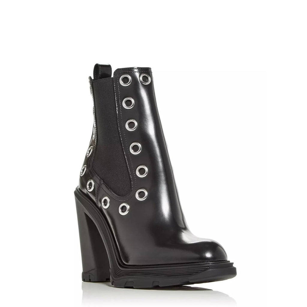 NEW Alexander McQueen Tread Grommet Embellished Boots Black Size 39.5, NWT $1290
