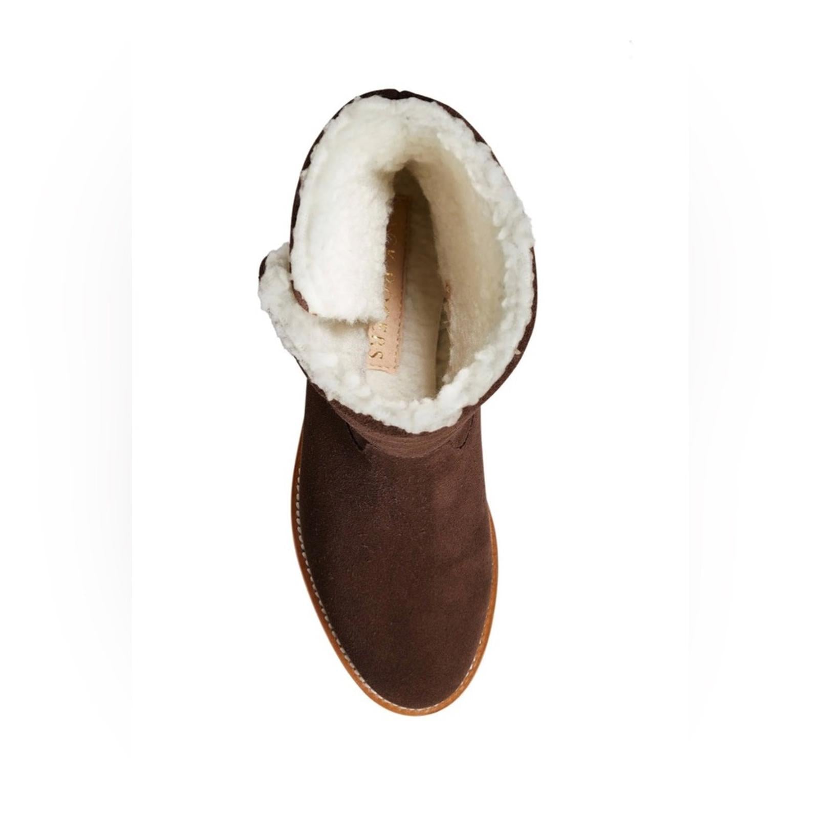 Jack Rogers Dark Chocolate Sherpa Faux Suede Booties, Size 7M New in Box $158