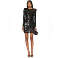 L'Agence "Alba" Sequin-Embellished Mini Dress w/Padded Shoulders Size 2 NWT $495