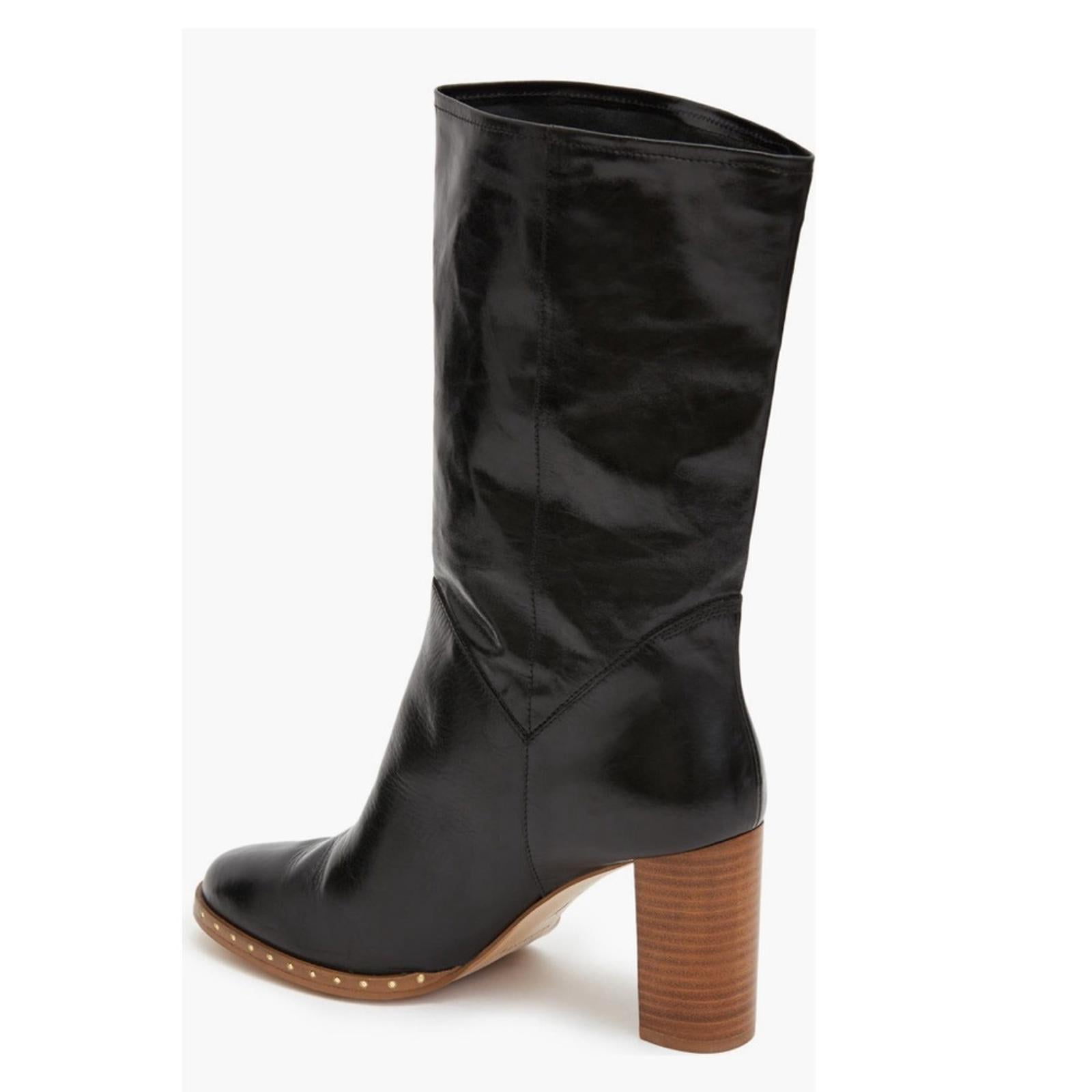 All Saints Mille Block Heel Boots in Black, Size EU 37 | US 7 New w/o Box