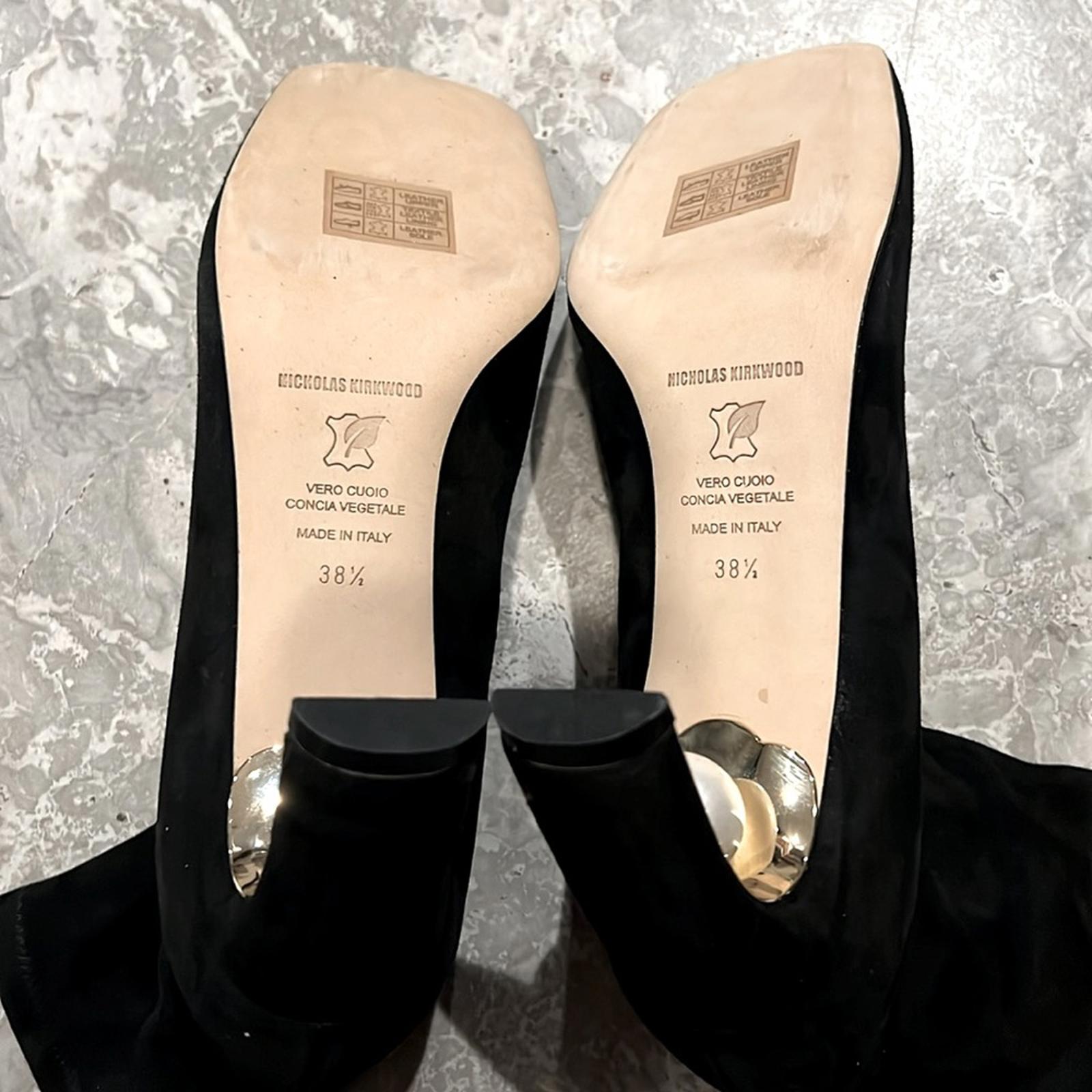 Nicholas Kirkwood Maeva Faux Pearl Stretch Booties in Black, Size 38.5 NEW $895