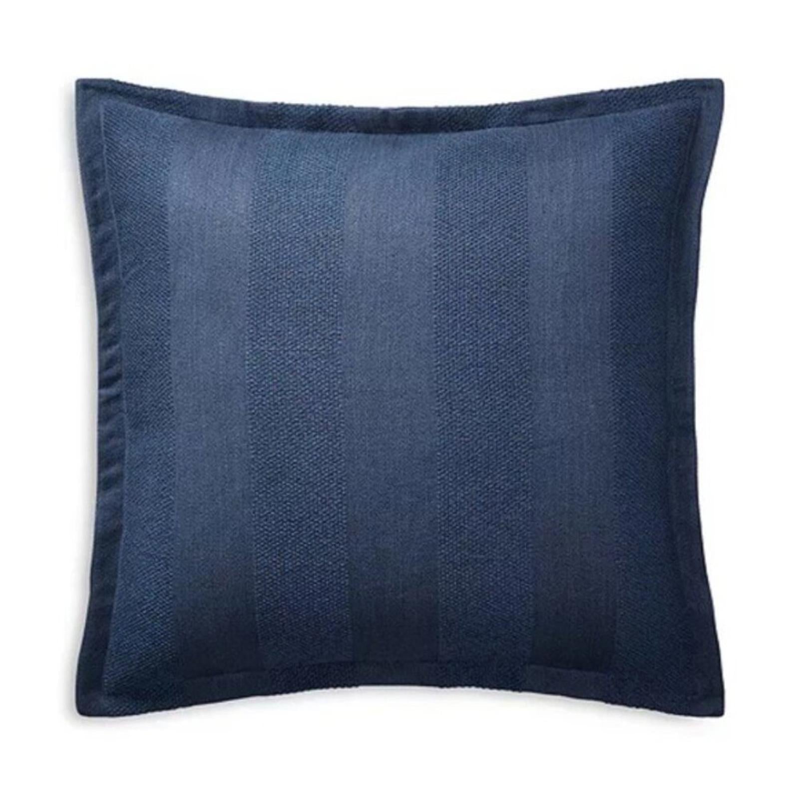 Ralph Lauren Eva Woven-Stripe Euro Sham in Dark Blue, NWT
