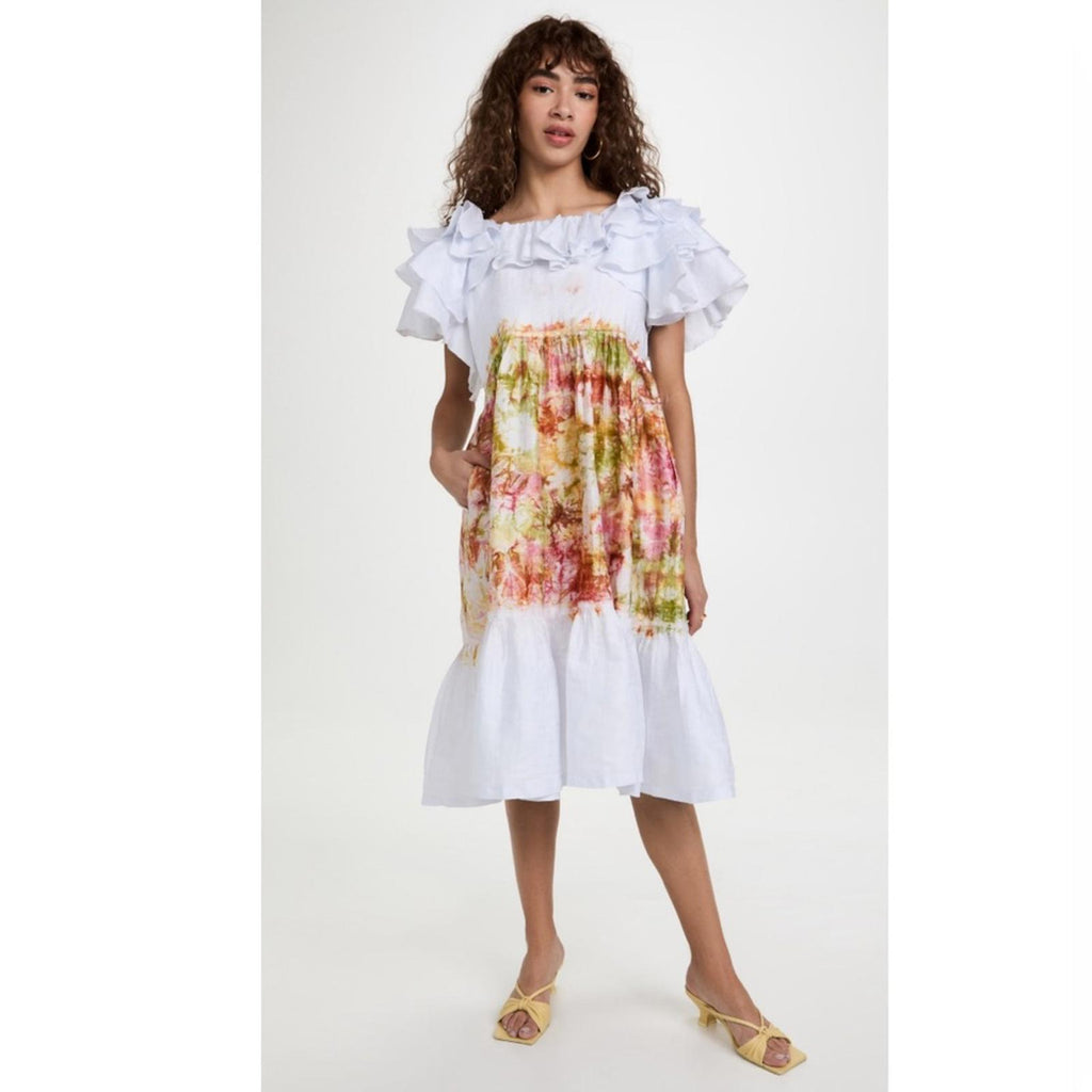 New BUSAYO Folake Midi Dress, White Multi Size M New w/Tag Retail $435 SOLD OUT!