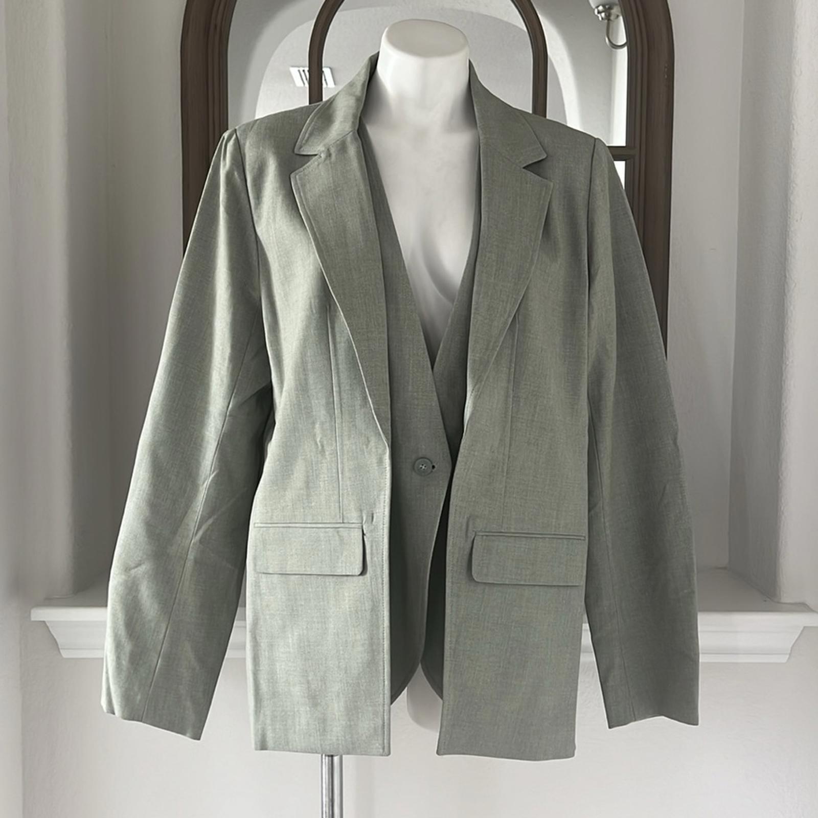 WhoWhatWear Audrey Layered Blazer in Stone Sage Green Size XL New w/Tag $228