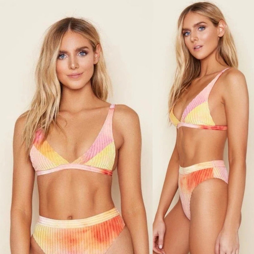Dippin' Daisy’s Carnival Top, Ombré Velour Bikini, Ribbed Tie Dye, NWT, Size M