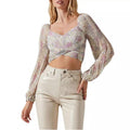 ASTR the Label Bonnie Pleated Floral Print Crop Top, Size XL New in Packaging
