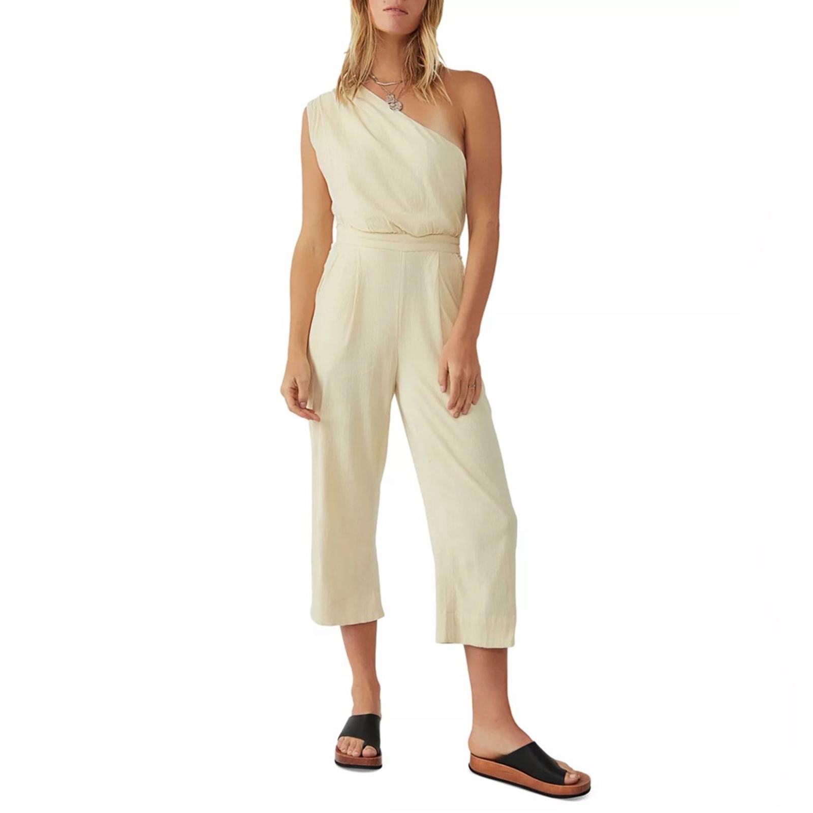 Free People Avery One-Shoulder Cropped Jumpsuit, Revolve Size 0 New w/Tag