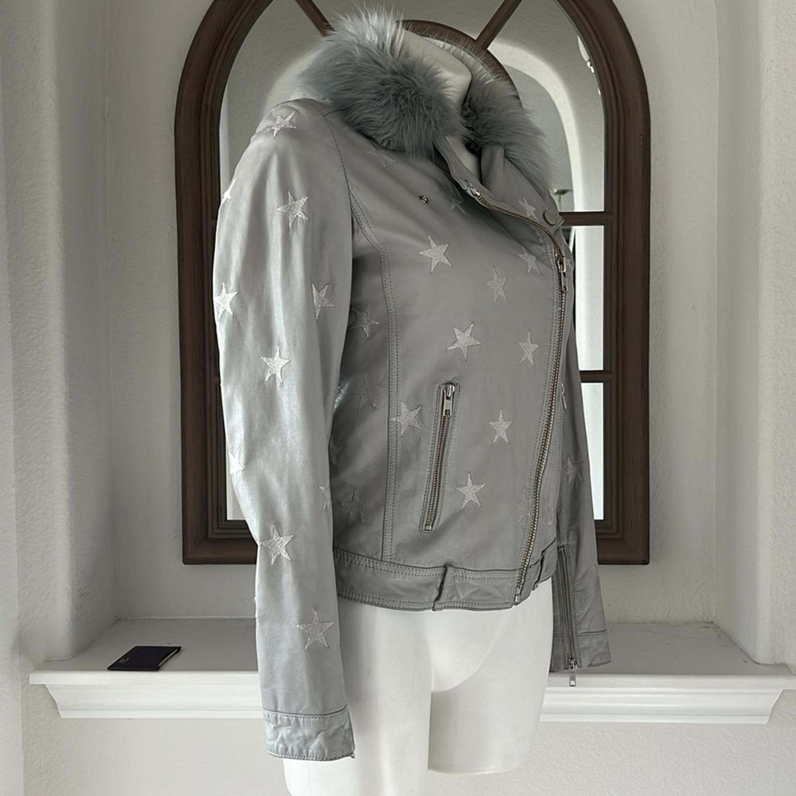 Samantha Sipos Seeing Stars Lambskin Leather Jacket, Size Small Retail $1,895
