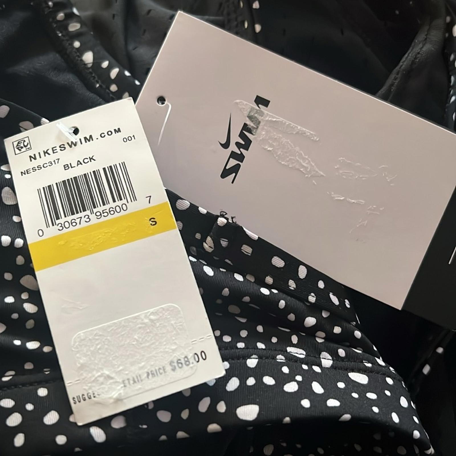 Nike Water Dots Convertible Layered Tankini Swim Top in Black, Size S NEW w/Tag