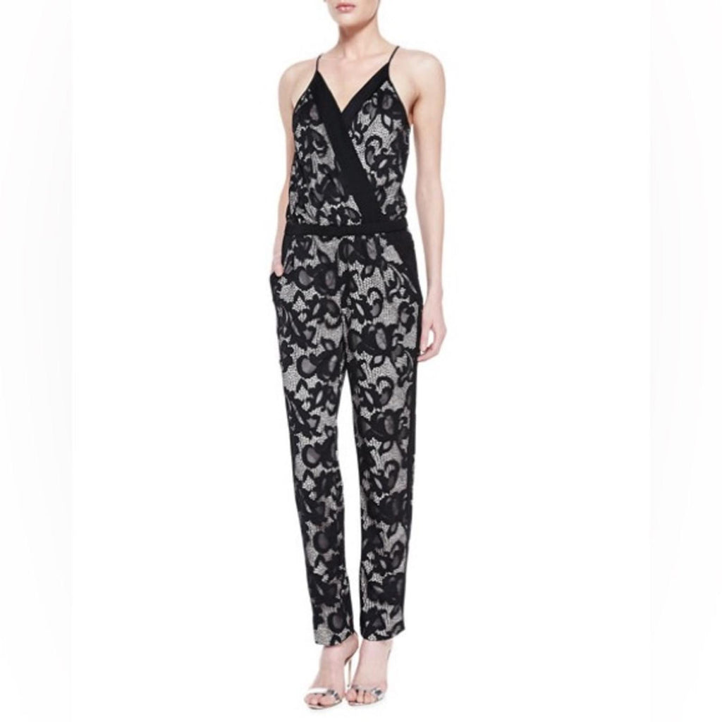 Diane von Furstenberg Shany Lace Jumpsuit, Nougat/Black Size 0 EXCELLENT! $459
