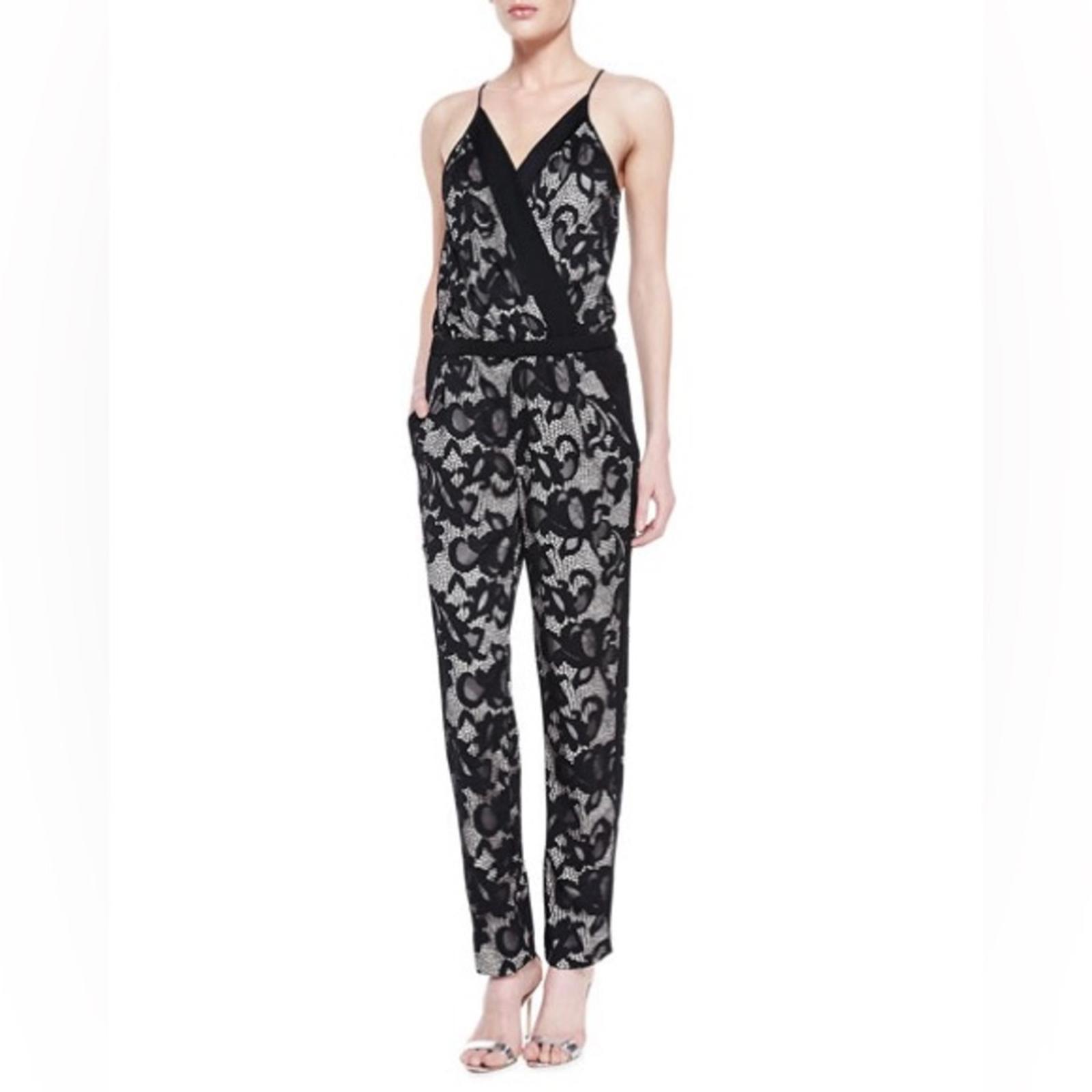 Diane von Furstenberg Shany Lace Jumpsuit, Nougat/Black Size 0 EXCELLENT! $459