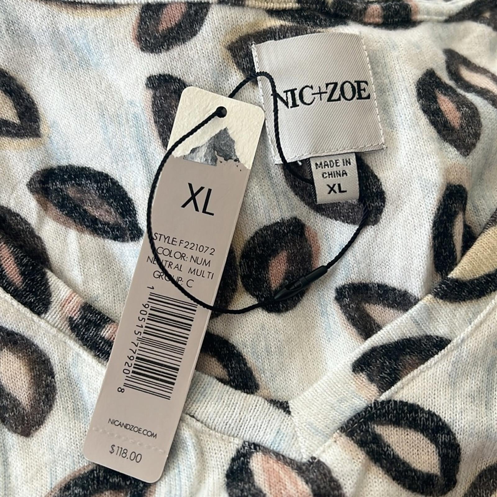 New NIC+ZOE Tossed Neutrals Printed Long Sleeve Tee, Size XL New w/Tag