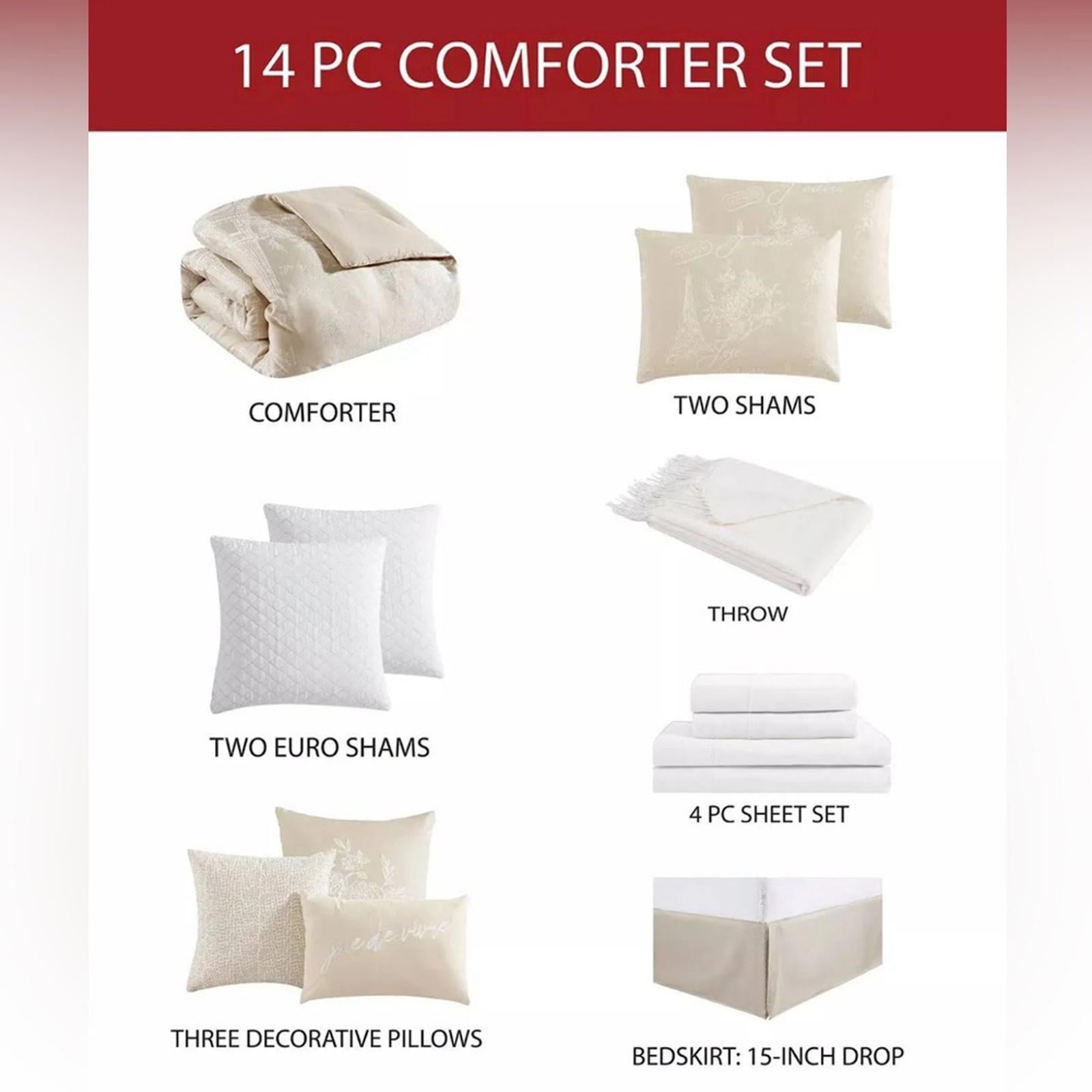 Hallmart Collectibles 13-Pc Paris Celeste Reversible Comforter Set New-Open Box