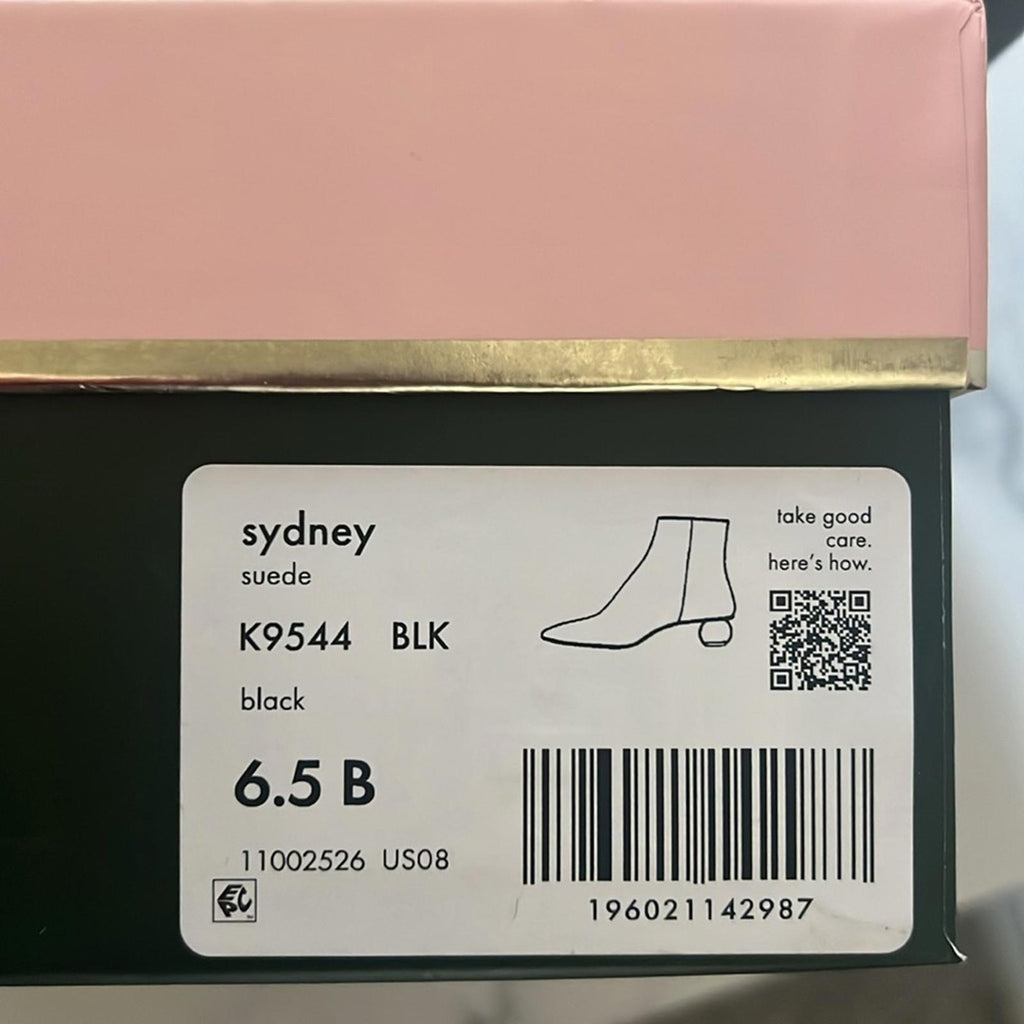 Kate Spade New York Sydney Pointed Toe Dress Booties, Black, Size 6.5 New in Box
