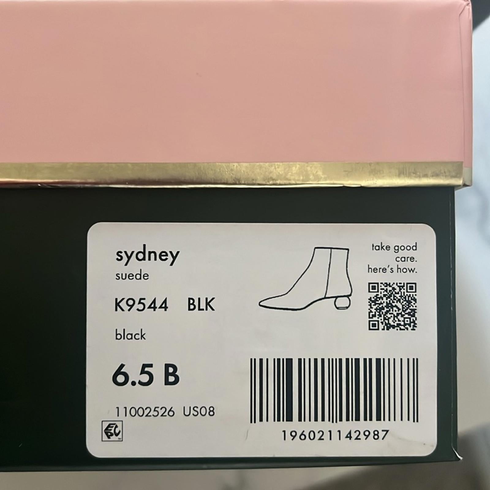 Kate Spade New York Sydney Pointed Toe Dress Booties, Black, Size 6.5 New in Box