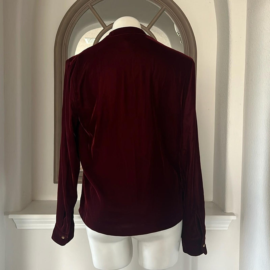 Lauren Ralph Lauren Pleated Velvet Surplice Blouse, Size 6 NEW $165
