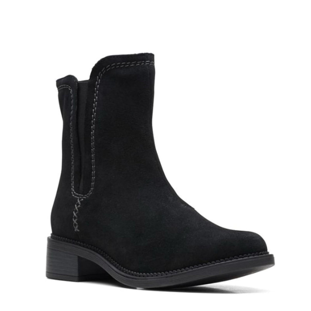 Clarks Maye Zip Mid-Calf Booties in Black Suede, Size 6 New in Box