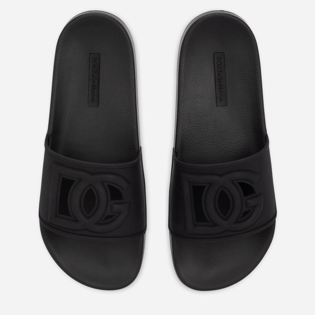 Dolce & Gabbana Rubber beachwear sliders with DG logo Size 35, New in Box