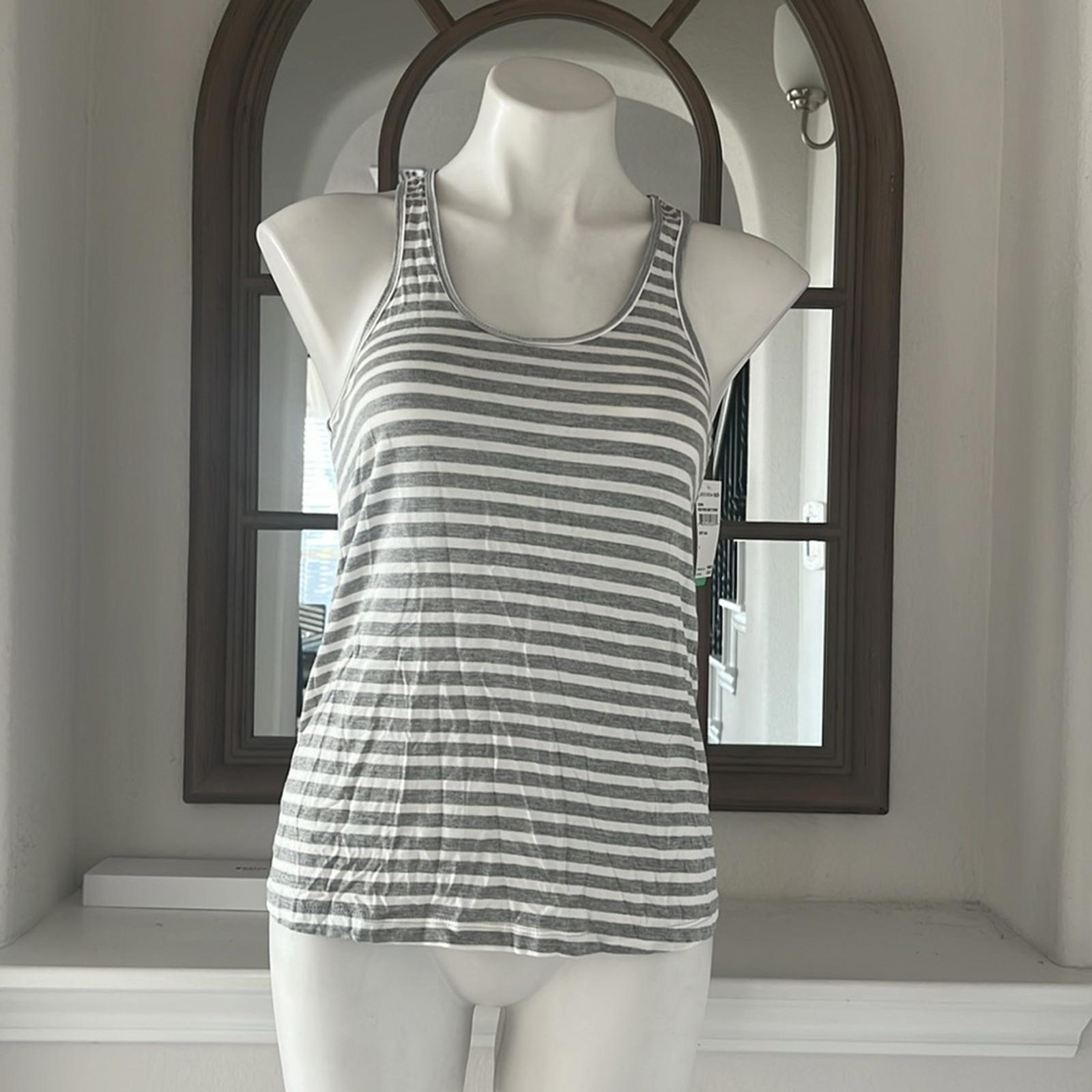 Honeydew Heather Grey Stripe Racerback Top, Size S New w/Tag Retail $48
