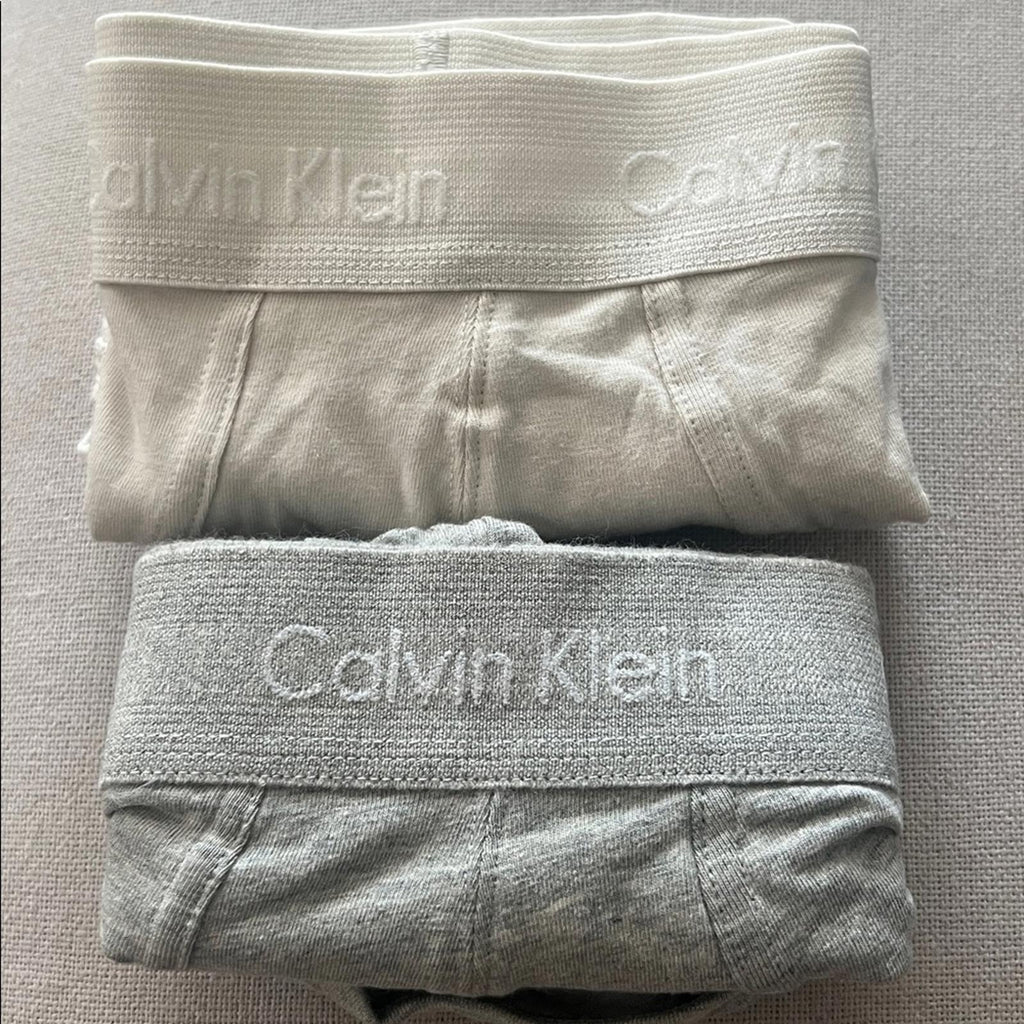 Calvin Klein 2-Pack Cotton Stretch Hip Briefs Underwear in Cream & Gray, Size XL