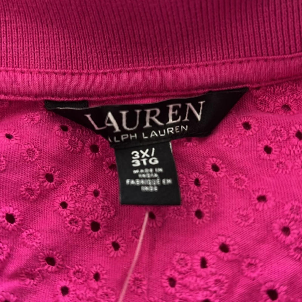 Lauren Ralph Lauren Pink Embroidered Polo Shirt, Size 3X, New with Tag